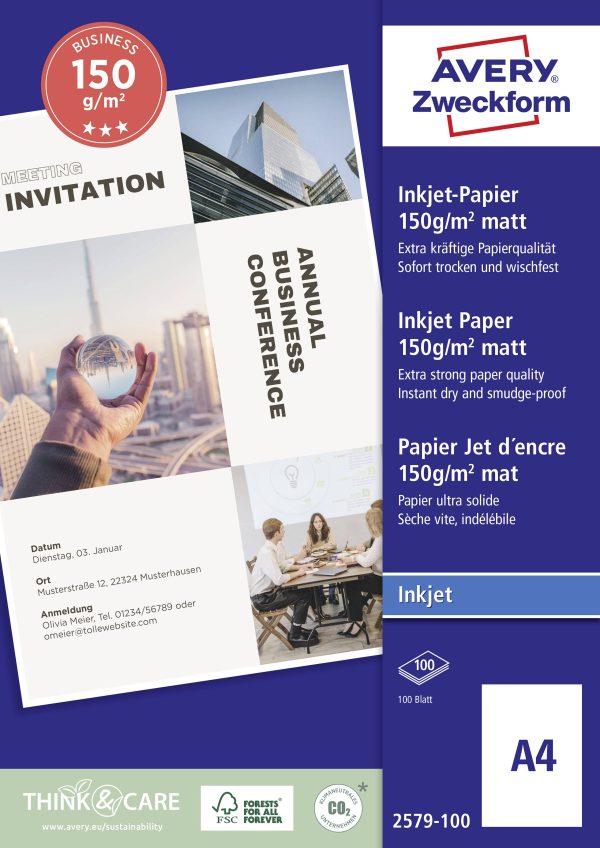 Avery-Zweckform Superior Inkjet Paper 2579-100 Papier do drukarek atramentowych DIN A4 150 g/m² 100 ark. biały