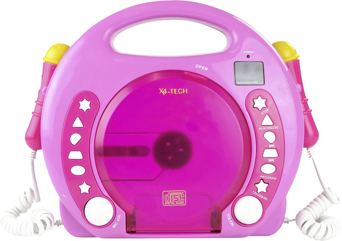 Odtwarzacz CD, MP3 dla dzieci X4 Tech 701354, gniazdo na karty SD, USB, różowy - obrazek 1