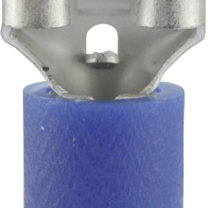 Konektor żeński, częściowa izolacja PCW, tuleja, 6.3×0.8 mm, 1.5-2.5 mm2, niebieski Konektor żeński, częściowa izolacja PCW, tuleja, 6.3×0.8 mm, 1.5-2.5 mm2, niebieski