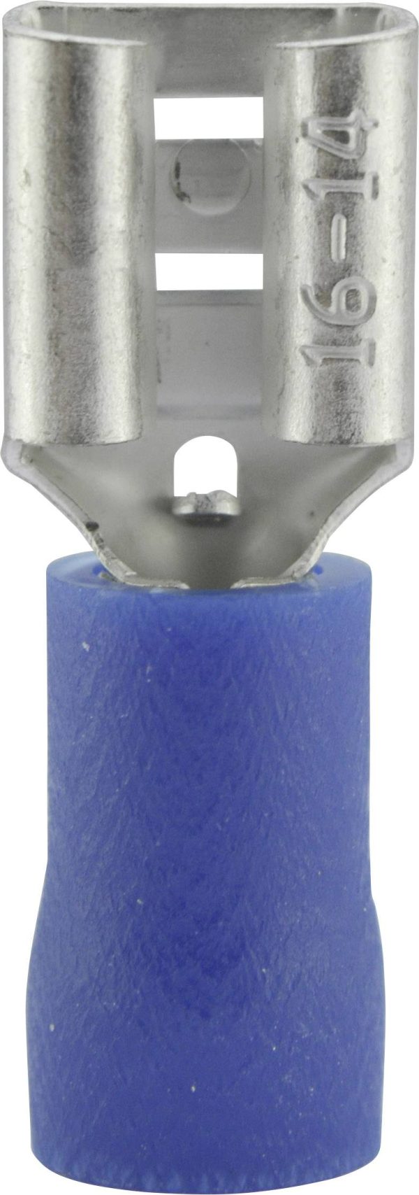 Konektor żeński, częściowa izolacja PCW, tuleja, 6.3×0.8 mm, 1.5-2.5 mm2, niebieski