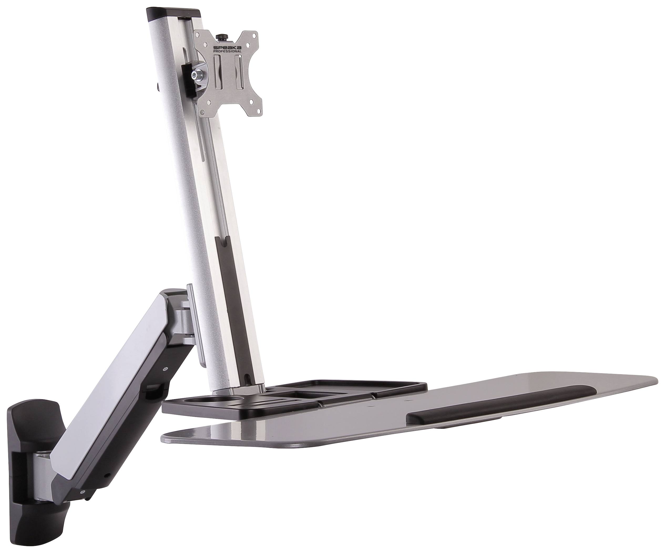 SpeaKa Professional Uchwyt ścienny do monitora SP-MM-705 1 Wyświetlacz 33,0 cm (13") - 81,3 cm (32") srebrny z regulowan - obrazek 1