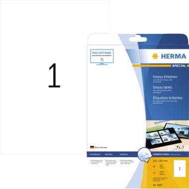 Herma 4909 Etykieta uniwersalna 210 x 297 mm Papier błyszczący biały 25 szt. Trwały Drukarka Laserowa, Kopiarka, Drukark