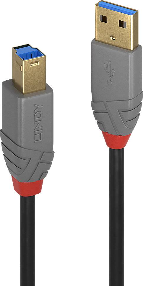 LINDY Kabel USB USB 3.2 Gen1 Złącze męskie USB-A, Złącze męskie USB-B 0.50 m czarny 36740