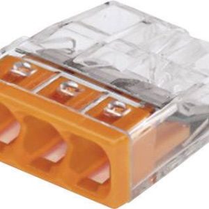 Złącze do puszki podtynkowej stała: 0.5-2.5 mm² Ilość styków: 3 WAGO 2273 1 szt. przeźroczysty, pomarańczowy Złącze do puszki podtynkowej stała: 0.5-2.5 mm² Ilość styków: 3 WAGO 2273 1 szt. przeźroczysty, pomarańczowy