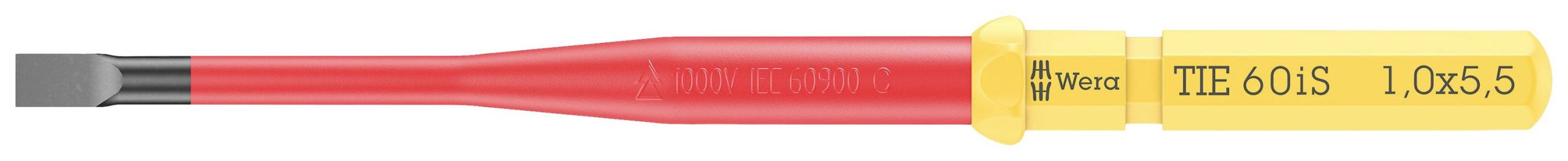 Wkrętak z wymiennymi końcówkami Wera Kraftform Kompakt VDE 60 iS 1,0 x 5,5 x 157 mm TIE 05006508001 płaski 5.5 mm - obrazek 1