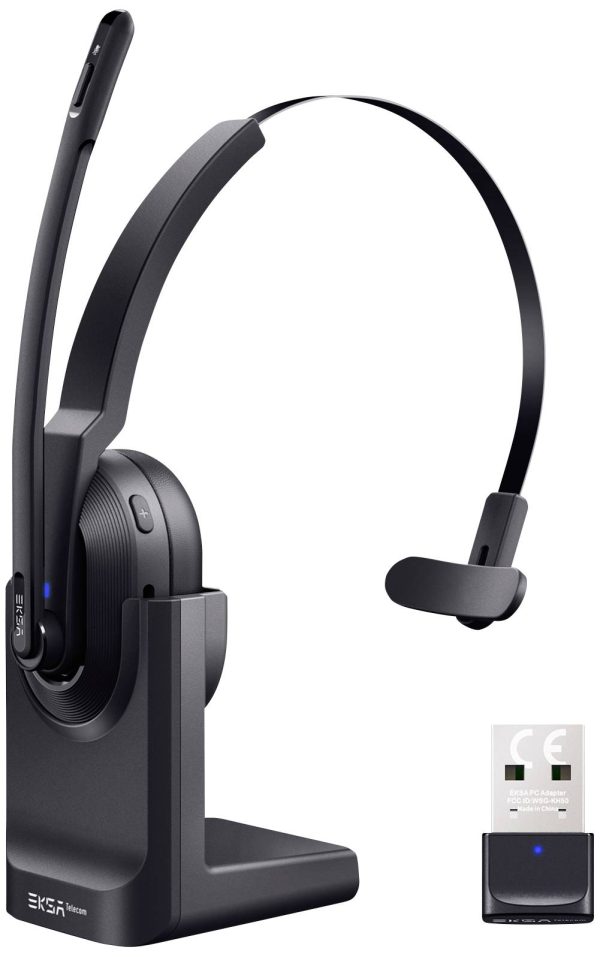 EKSA H5 Słuchawki nauszne Bluetooth czarny redukcja szumów mikrofonu, Wyciszanie hałasów zestaw słuchawkowy, ze stacją b