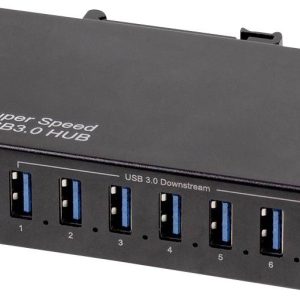 LogiLink UA0444 USB-Hub 7 Portów USB-A USB 3.0 5 GBit/s do zastosowań przemysłowych, metalowa obudowa, montaż ścienny cz