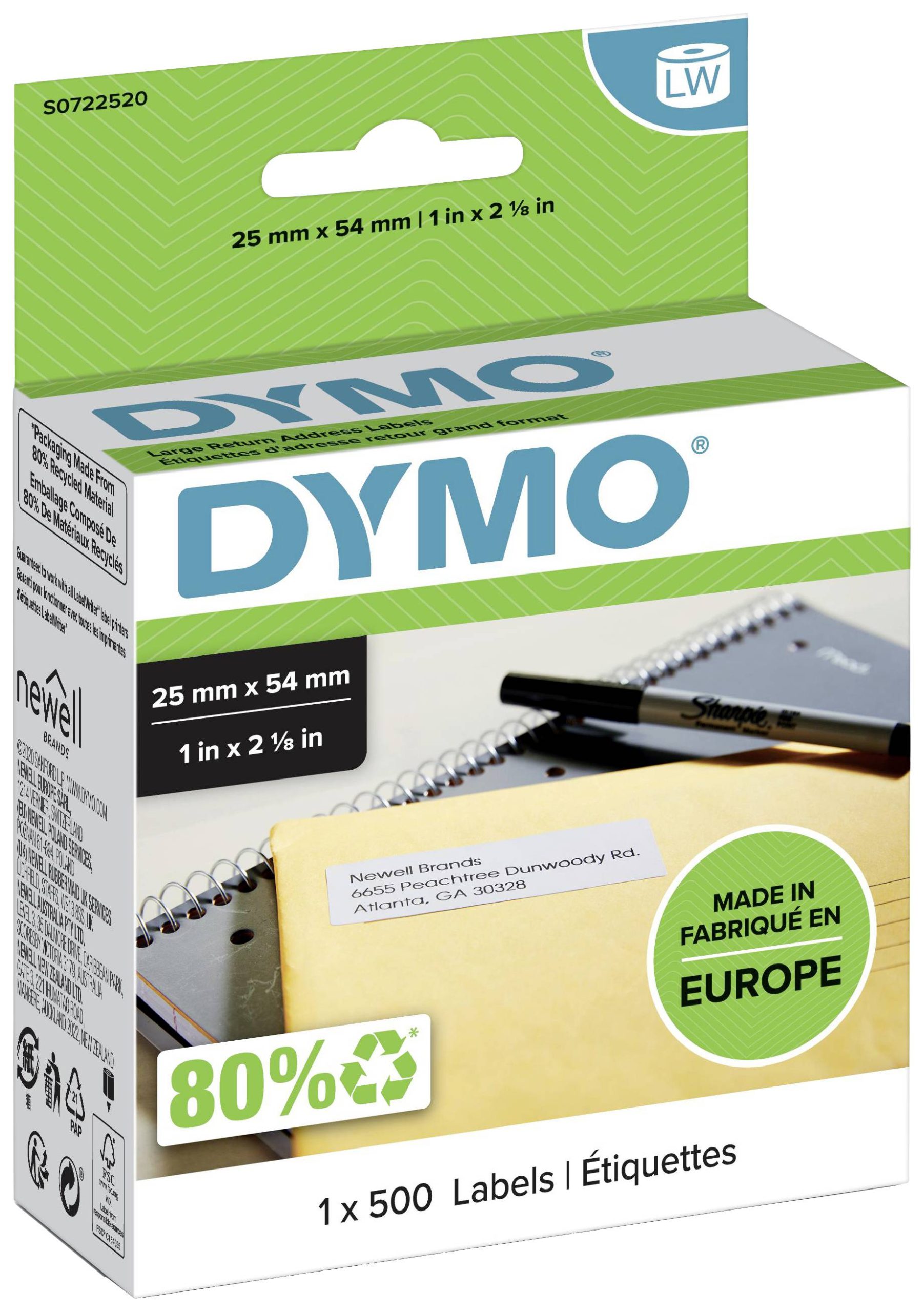 Etykiety do drukarek etykiet DYMO S0722520, 54 x 25 mm, Etykieta uniwersalna, biały - obrazek 1