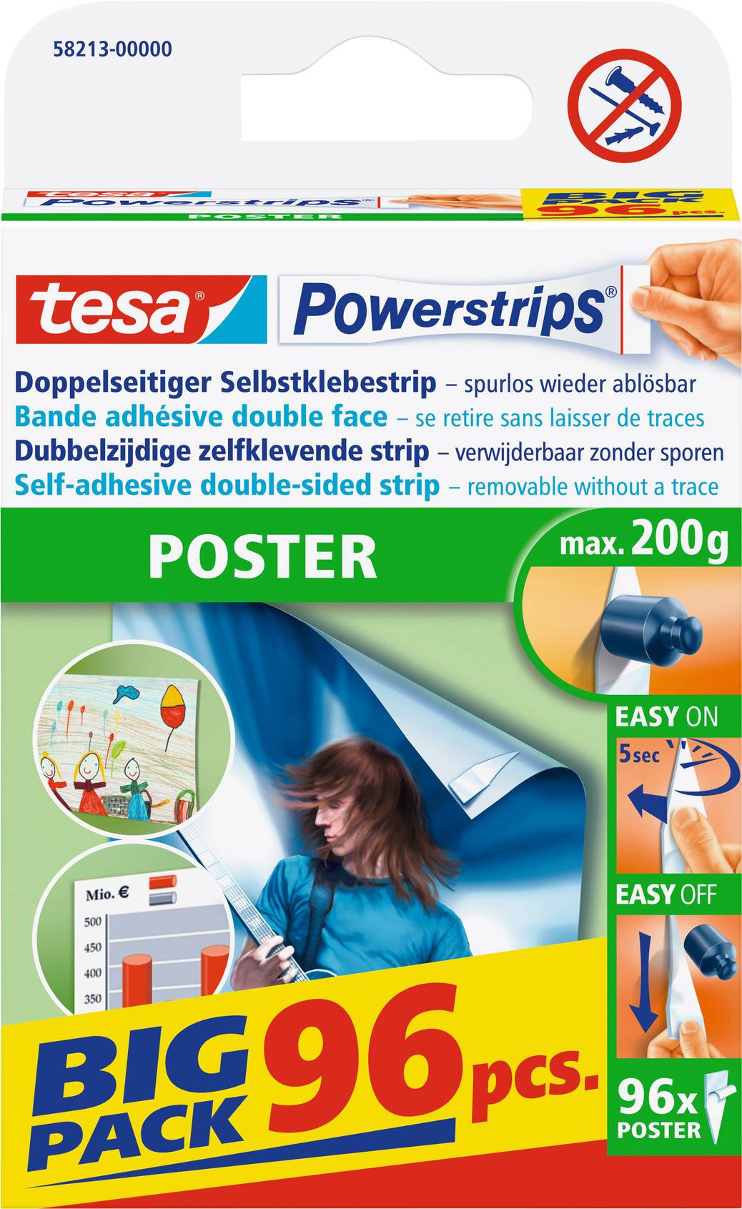 Paski samoprzylepne, TESA POWERSTRIPSR Poster 58213-0 - obrazek 1
