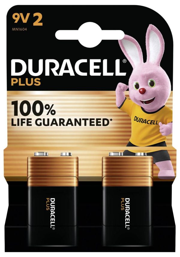 Bateria 9 V Duracell Plus-9V B2, alkaliczno-manganowe, 2 szt.