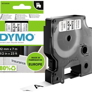 Taśma do nadruku D1 DYMO S0720530, 12 mm x 7 m, Kolor taśmy: biały / Kolor nadruku: czarny Taśma do nadruku D1 DYMO S0720530, 12 mm x 7 m, Kolor taśmy: biały / Kolor nadruku: czarny