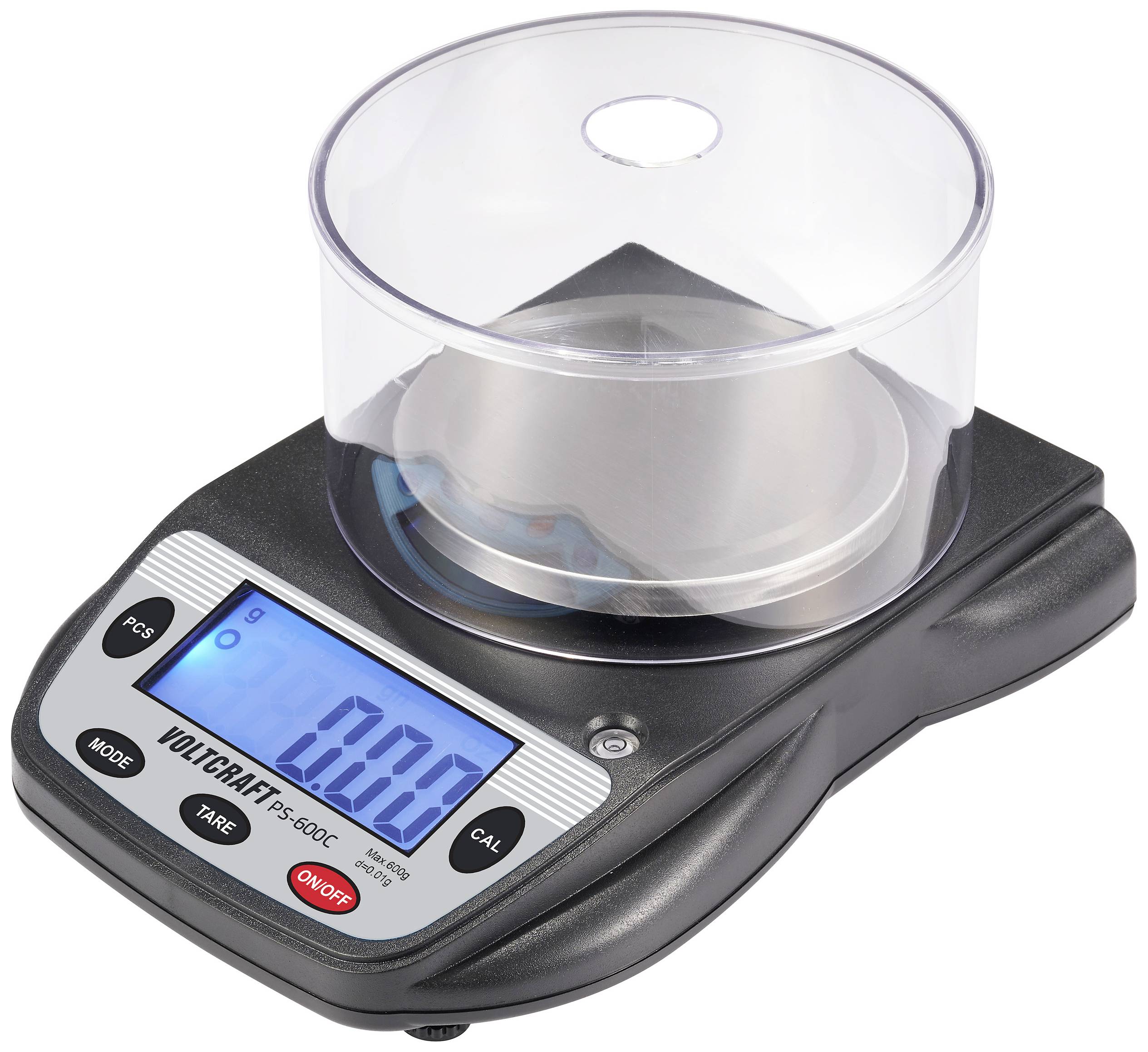 VOLTCRAFT PS-600C Waga precyzyjna Zakres pomiaru maks. 600 g Podziałka 0.01 g bateryjne czarny - obrazek 1