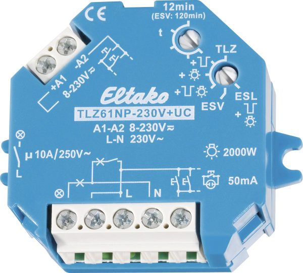 Wyłącznik czasowy Eltaco TLZ61NP-230V+UC, 1 – 12 min., 10 A, 230 V