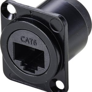 TRU COMPONENTS TC-9554644 Gniazdo przelotowe RJ45 kształt D CAT 6A złącze żeńskie proste Ilość pinów 8P8C czarny 1 szt. TRU COMPONENTS TC-9554644 Gniazdo przelotowe RJ45 kształt D CAT 6A złącze żeńskie proste Ilość pinów 8P8C czarny 1 szt.