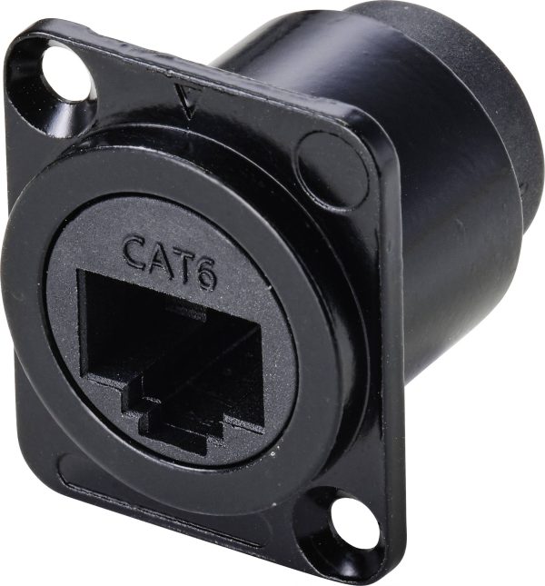 TRU COMPONENTS TC-9554644 Gniazdo przelotowe RJ45 kształt D CAT 6A złącze żeńskie proste Ilość pinów 8P8C czarny 1 szt.