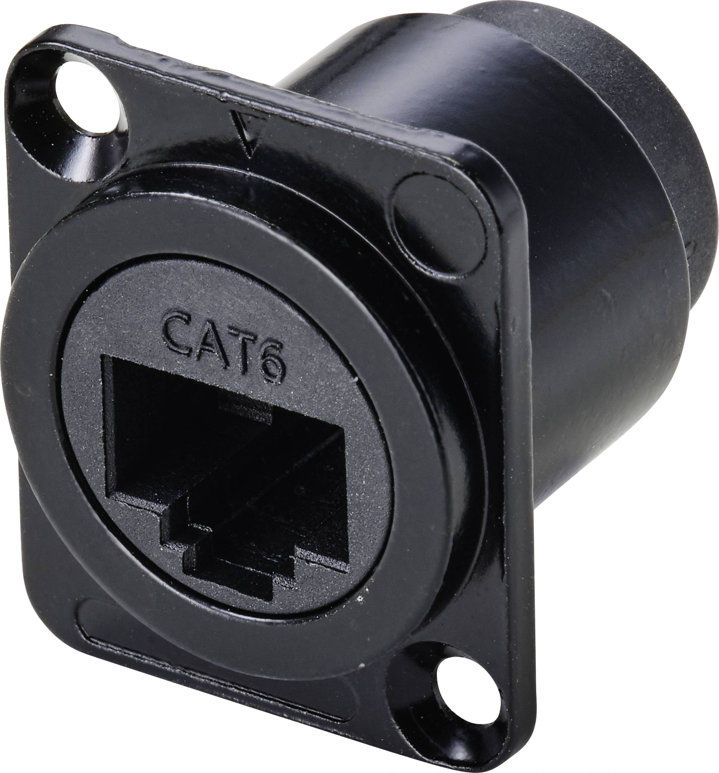 TRU COMPONENTS TC-9554644 Gniazdo przelotowe RJ45 kształt D CAT 6A złącze żeńskie proste Ilość pinów 8P8C czarny 1 szt. - obrazek 1