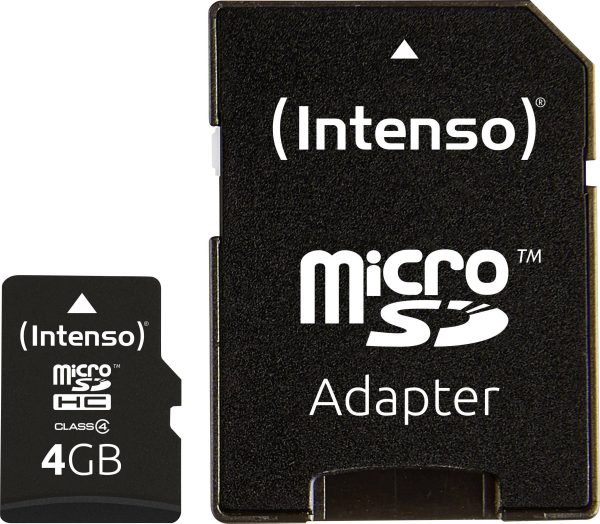 Karta pamięci microSDHC Intenso, 4 GB, class 4, 21 MB/s / 5 MB/s, adapter SD