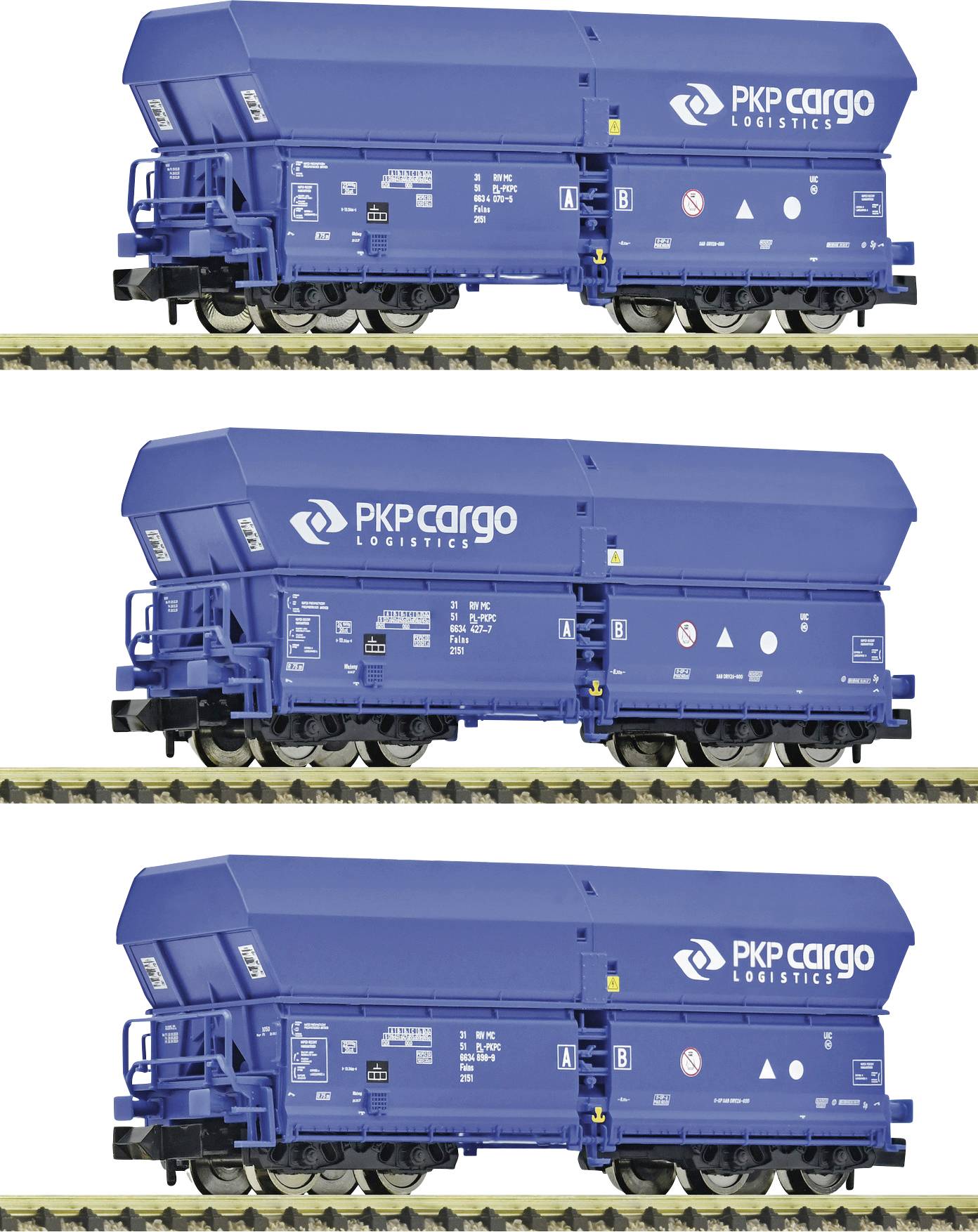 Wagon towarowy zamknięty Fleischmann 6660086 N Zestaw 3: Wagony samowyładowcze PKP Cargo - obrazek 1