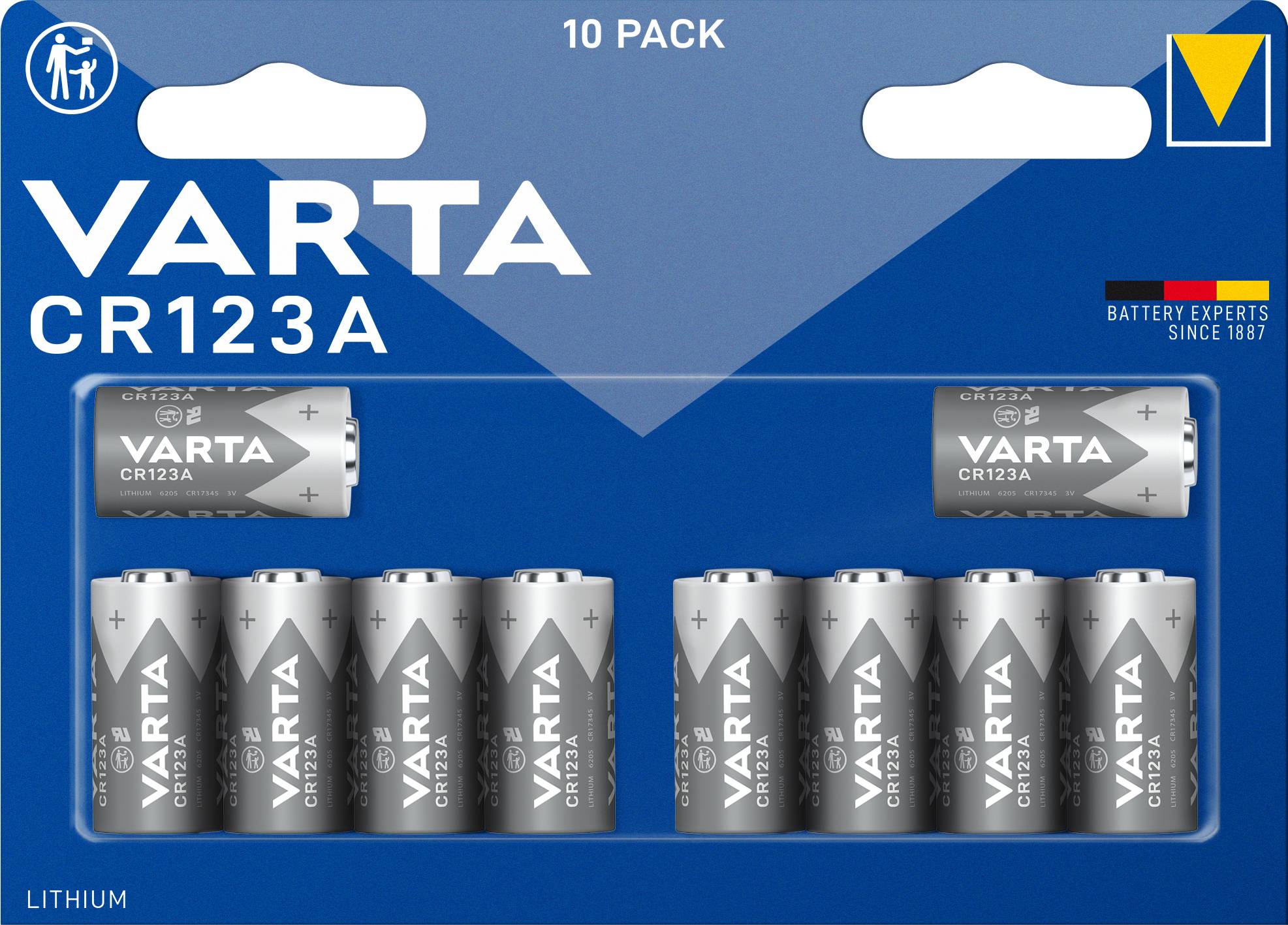 Bateria do aparatu CR-123A Varta LITHIUM Cylindr. CR123A Bli10 1430 mAh 3 V 10 szt. - obrazek 1