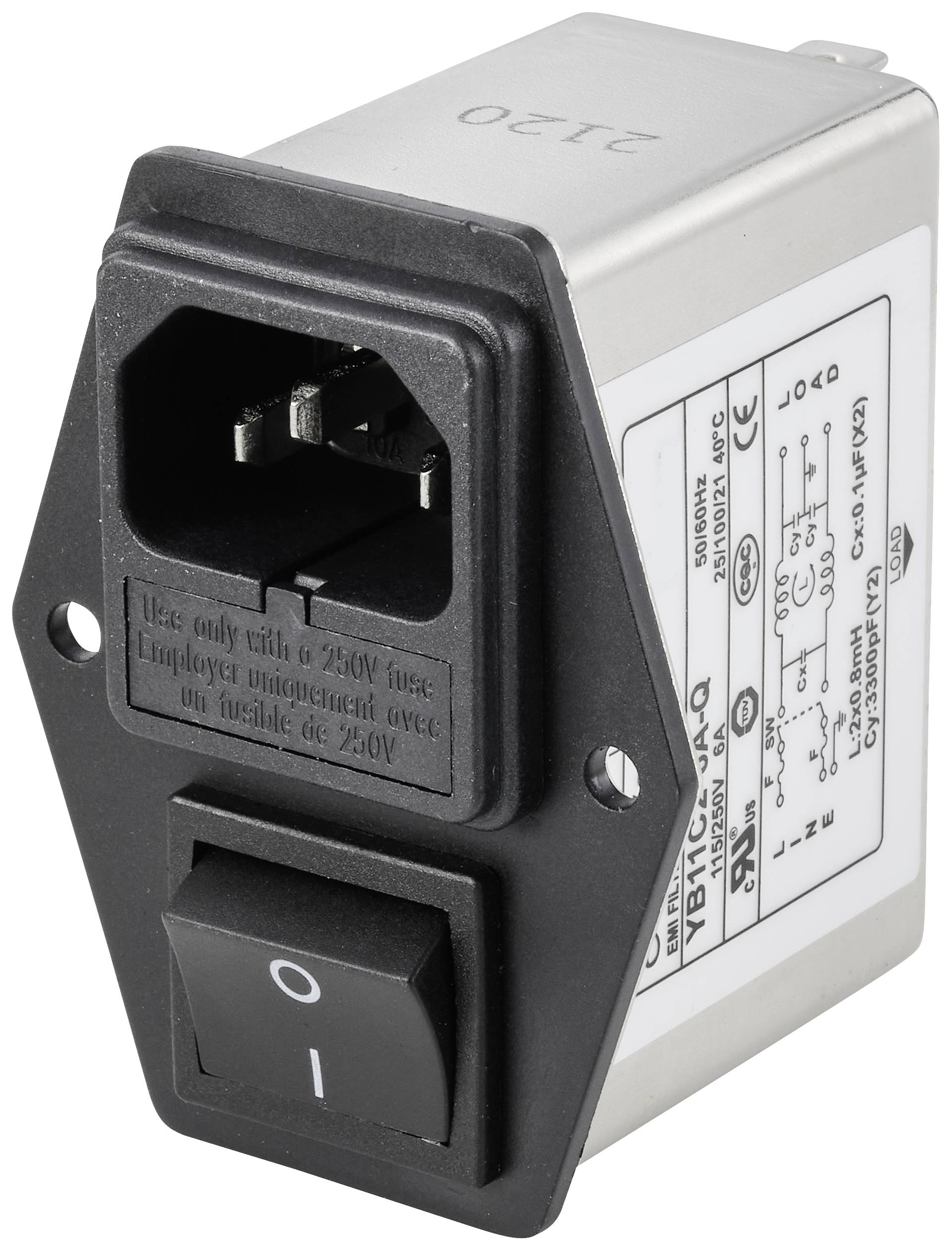 TRU COMPONENTS TC-10101460 Filtr sieciowy, 250 V/AC, 6 A, 0.8 mH - obrazek 1