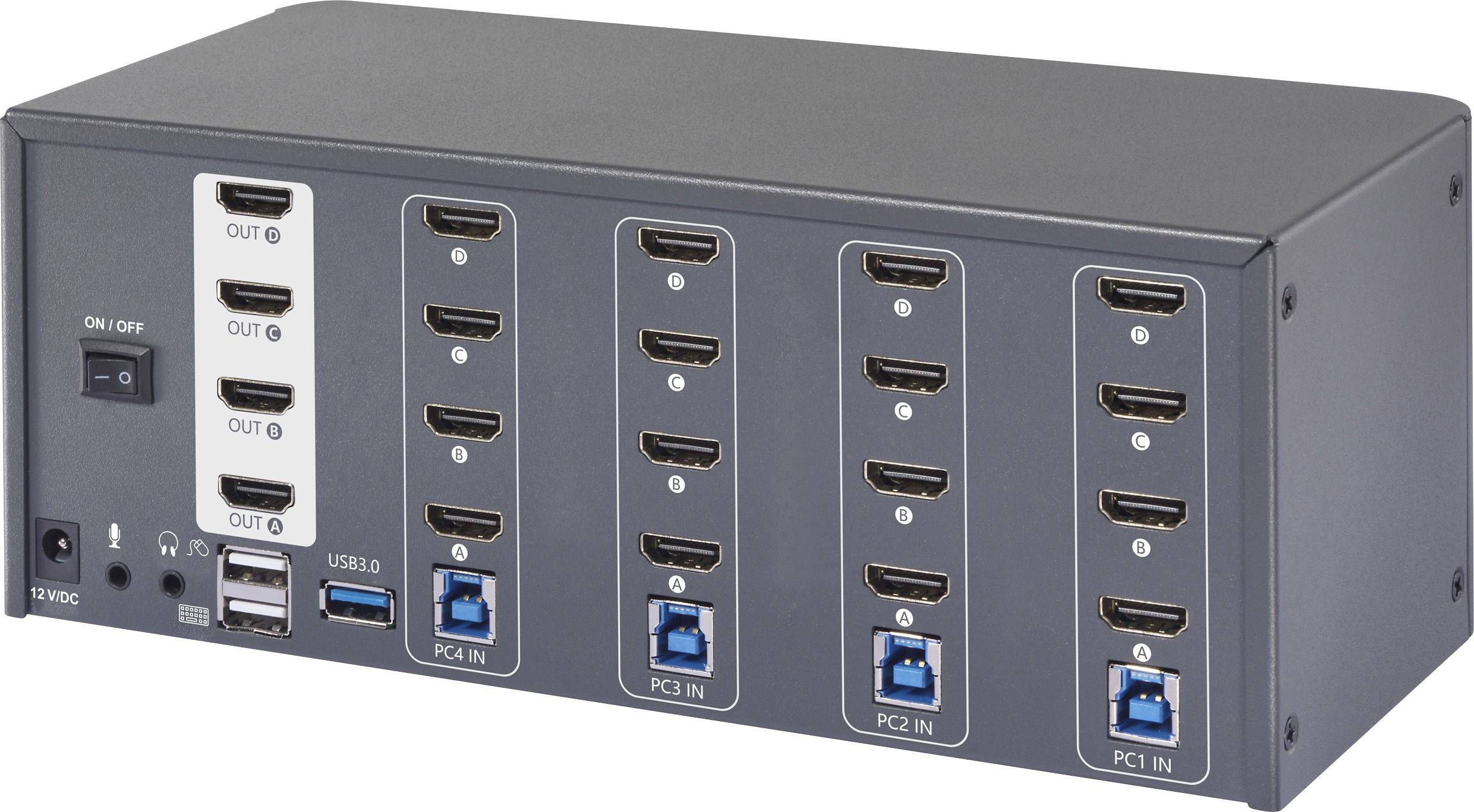 SpeaKa Professional 4 Port HDMI Multi Display KVM Switch 3x4 Porty Konsola KVM HDMI 3840 x 2160 Pixel - obrazek 1