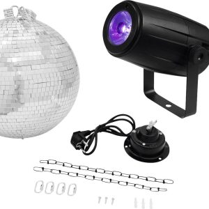 Kula dyskotekowa – zestaw Eurolite z napędem, z oświetleniem LED 30 cm Kula dyskotekowa – zestaw Eurolite z napędem, z oświetleniem LED 30 cm