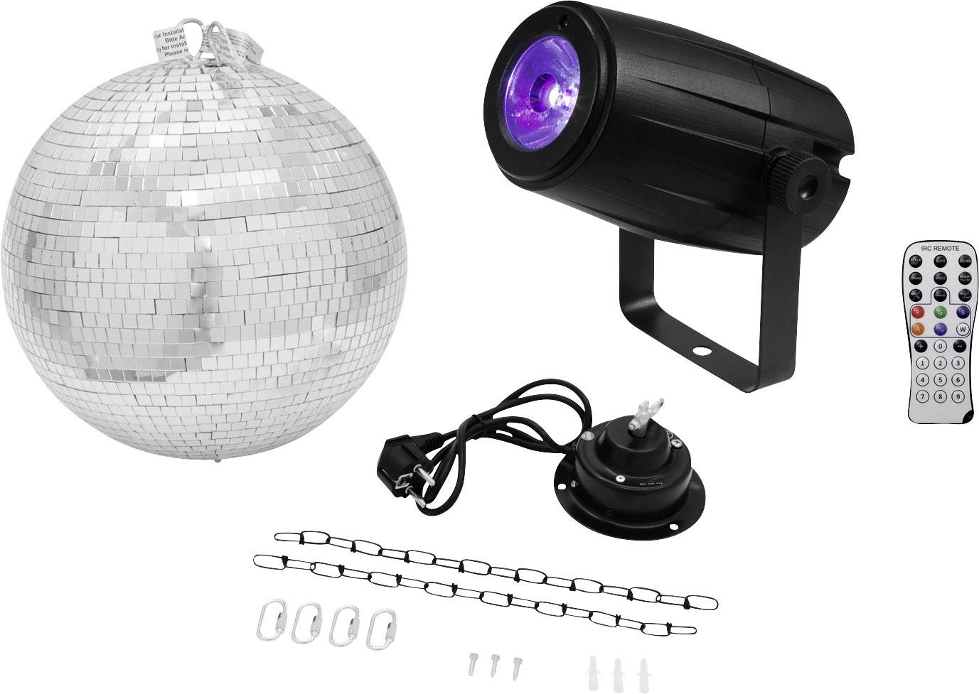 Kula dyskotekowa - zestaw Eurolite z napędem, z oświetleniem LED 30 cm - obrazek 1