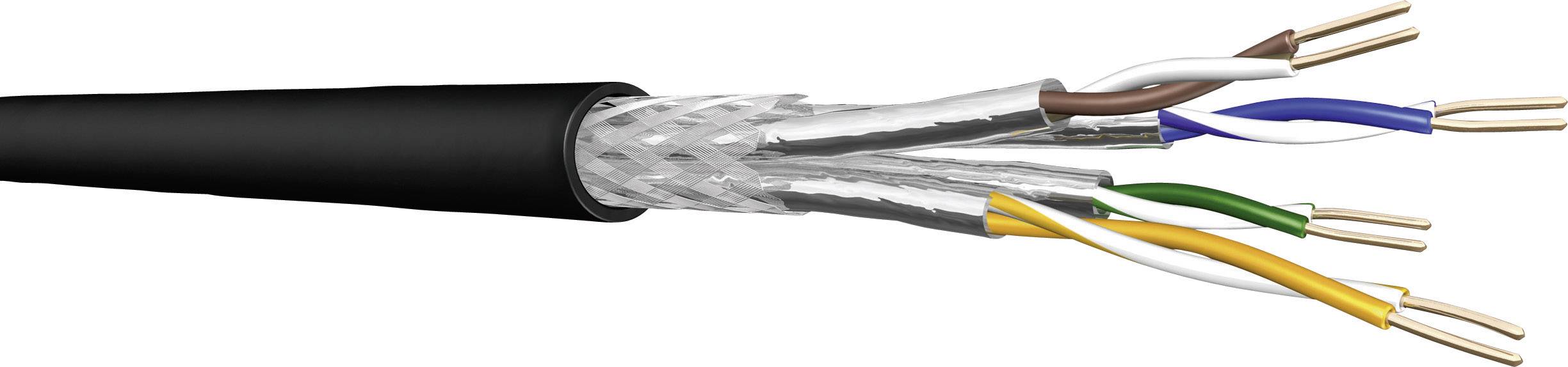 Przewód sieciowy DRAKA 1001087-00100RW, CAT 7, S/FTP, 4 x 2 x 0.25 mm², czarny, Produkty w metrach bieżących - obrazek 1