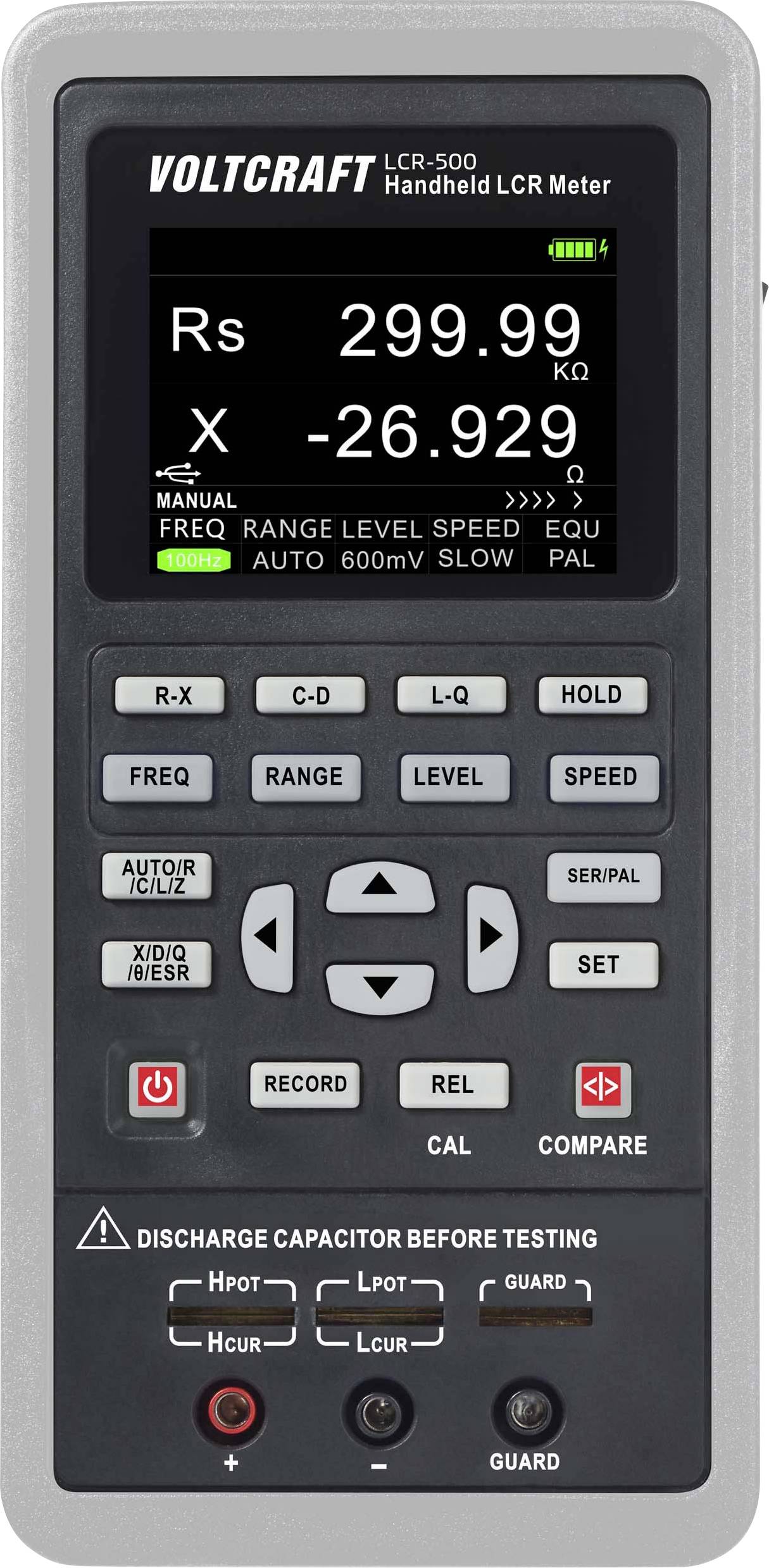 VOLTCRAFT LCR-500 Mostek pomiarowy LCR Kalibracja (DAkkS) cyfrowy rejestrator danych CAT I Wyświetlane liczby: 40000 - obrazek 1