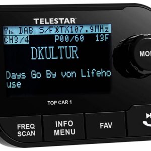 Odbiornik DAB+ Telestar TOP CAR 1 funkcja głośnomówiąca, uchwyt z przyssawką Odbiornik DAB+ Telestar TOP CAR 1 funkcja głośnomówiąca, uchwyt z przyssawką