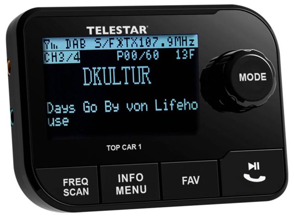 Odbiornik DAB+ Telestar TOP CAR 1 funkcja głośnomówiąca, uchwyt z przyssawką