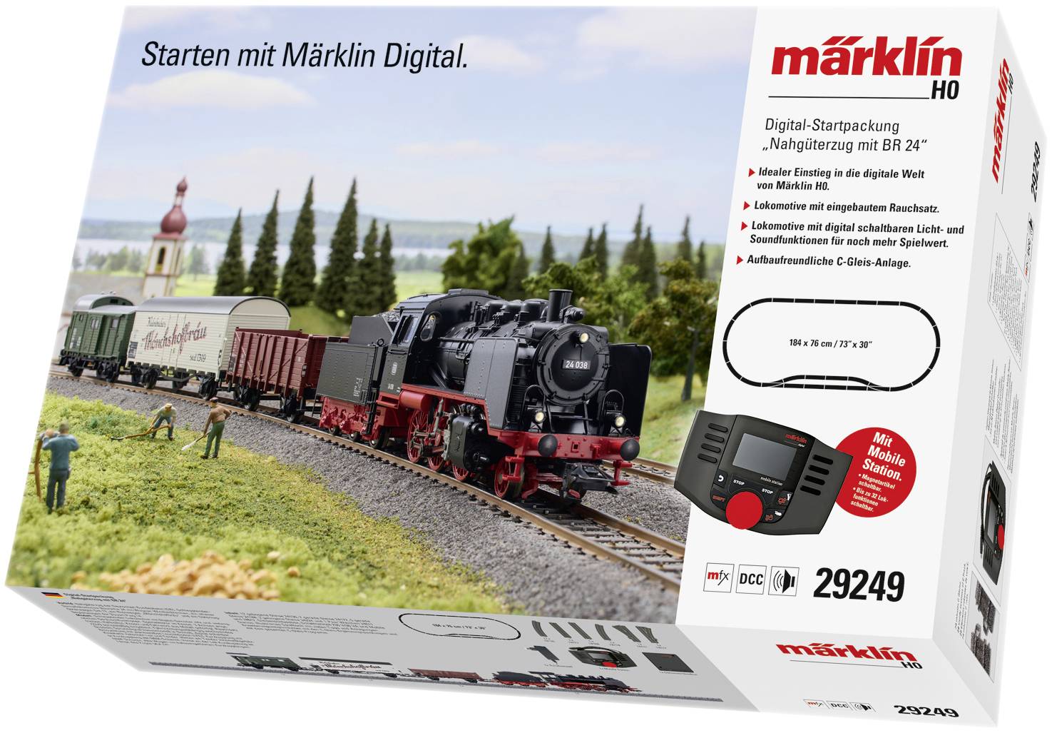 Pociąg towarowy Märklin 29249 H0 Cyfrowy zestaw startowy Lokalny pociąg towarowy z BR 24 DB - obrazek 1