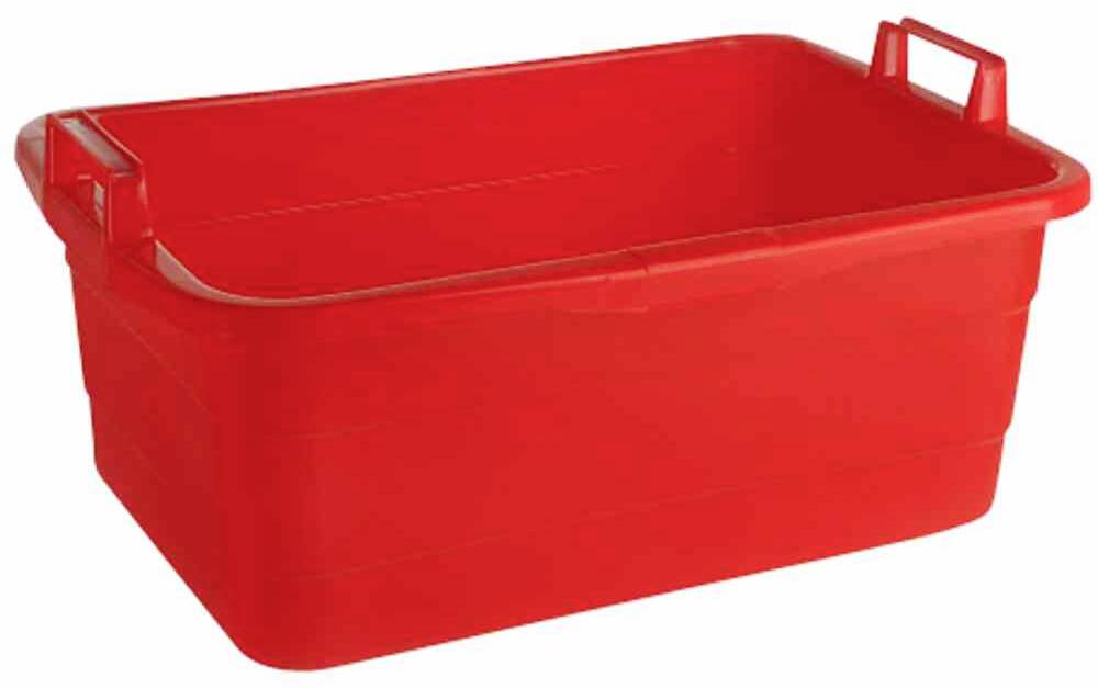 Wanna kwadratowa 80 cm / 85 l czerwone podniesione uchwyty - obrazek 1