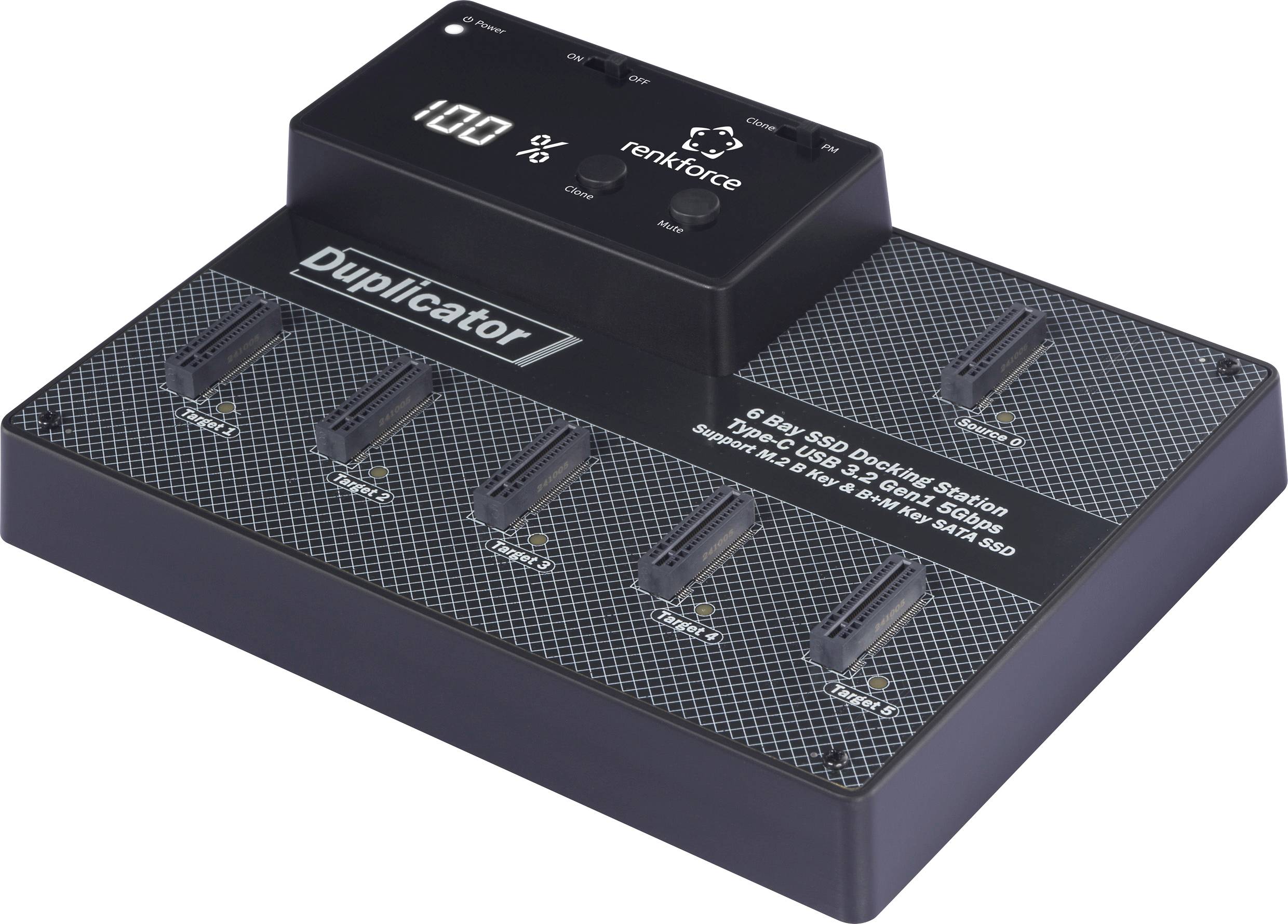 Renkforce RF-6BDS-350 5 x Stacja kopiująca do dysków twardych M.2 SATA 6 Gb/s, USB-C® - obrazek 1