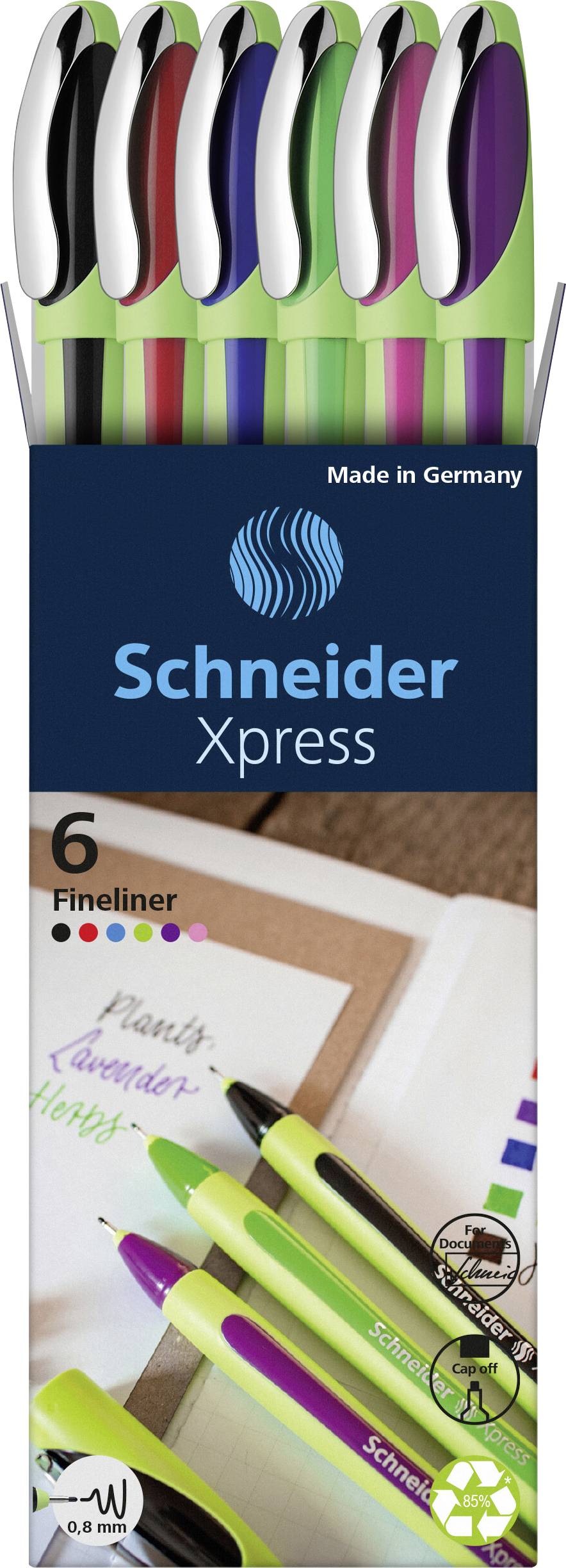 Schneider Schreibgeräte Pióro kulkowe Fineliner Xpress 08 Karton-Etui 6 Stück 190086 6 szt. - obrazek 1