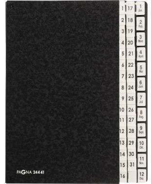 PAGNA 24441-04 Classic papier twardy czarny DIN A4 Ilość przegródek: 44 1-31, 1-12, St. - Grudz. - obrazek 1