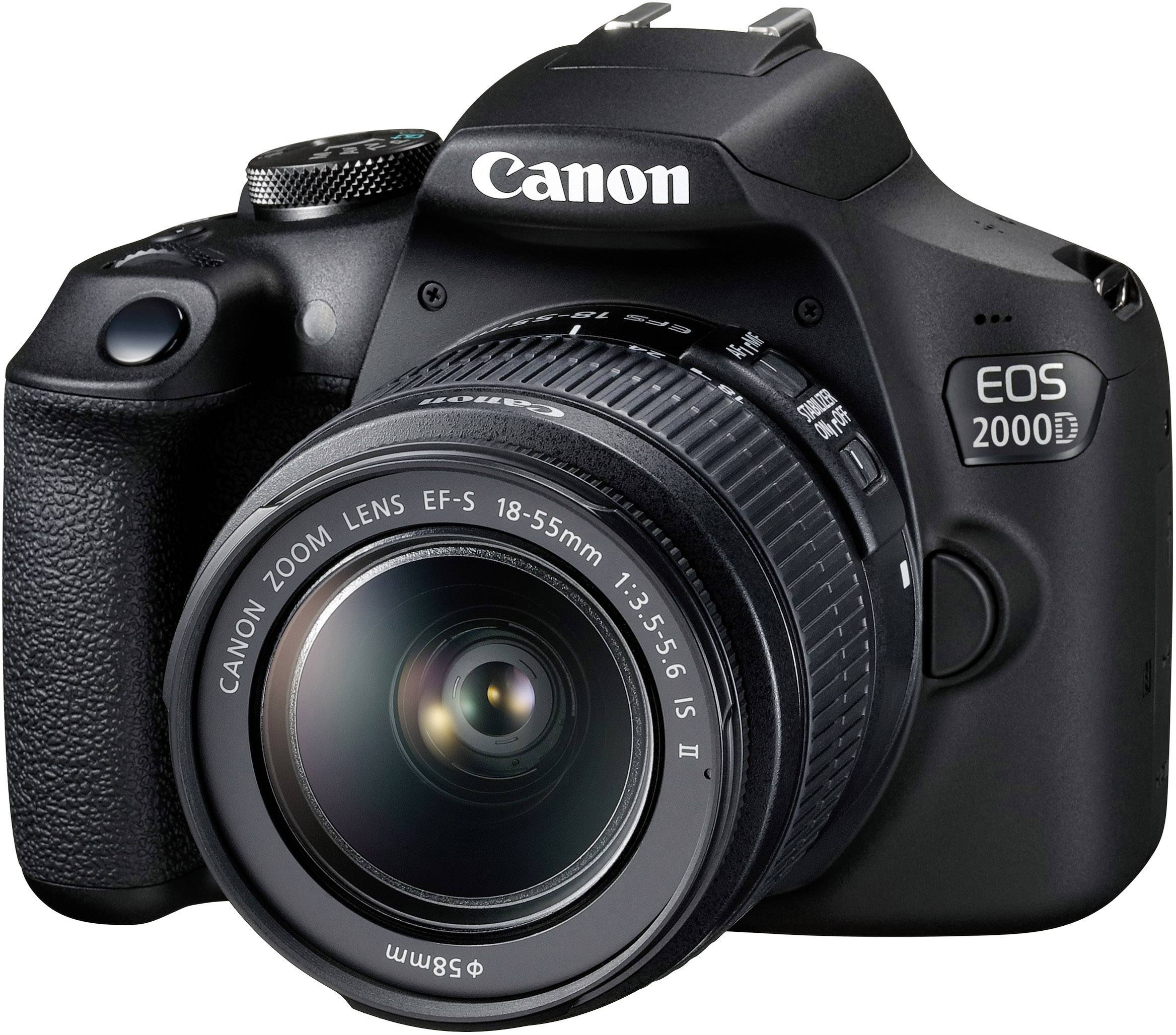 Canon EOS-2000D Lustrzanka cyfrowa zaw. EF-S 18-55 mm IS II 24.1 MPx czarny Wizjer optyczny (OVF), z wbudowaną lampą bły - obrazek 1