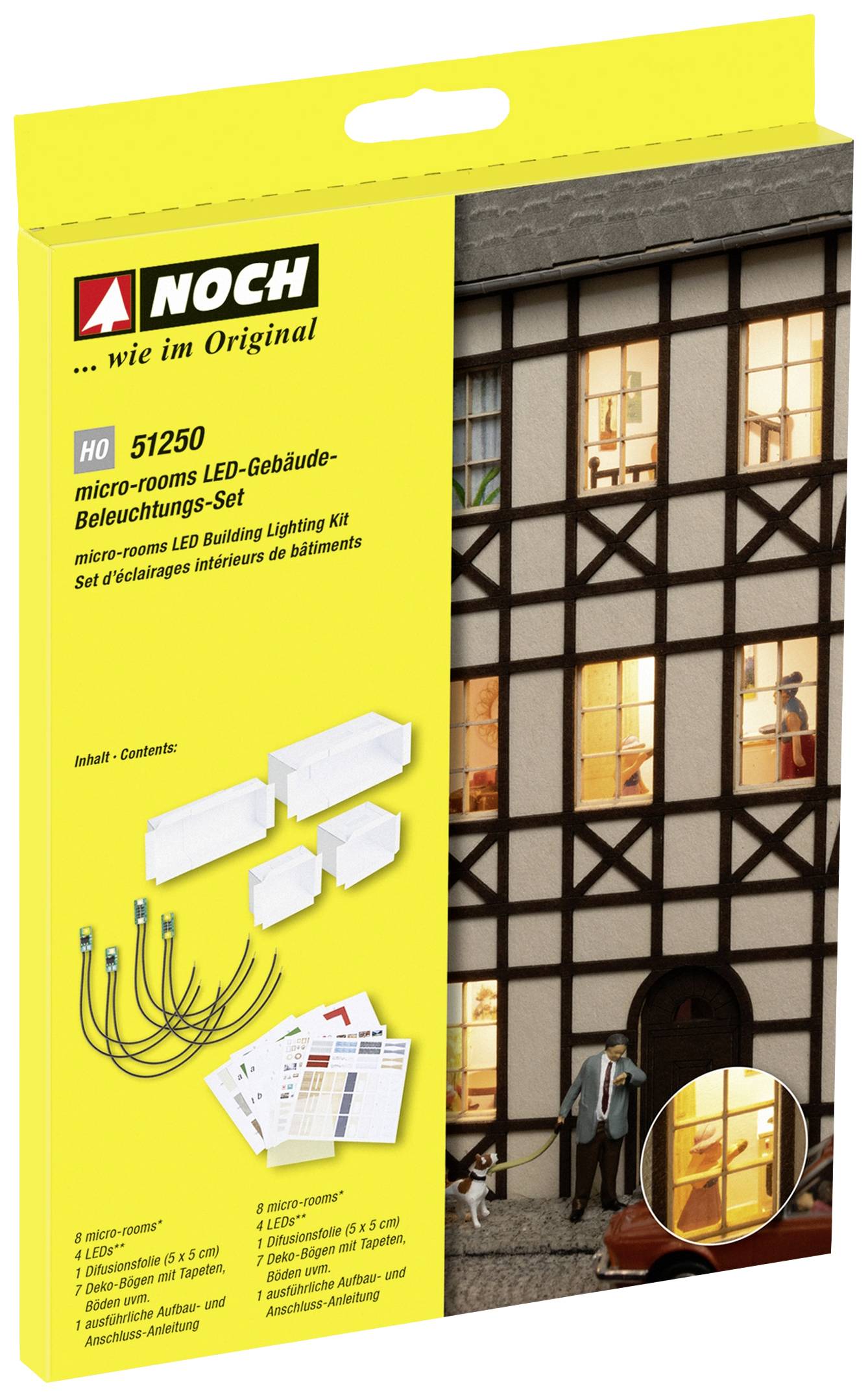 NOCH 51250 LED światło ciągłe migająca, z drutem przyłączeniowym Pasuje do: budynków biały, ciepły biały 4 szt. - obrazek 1