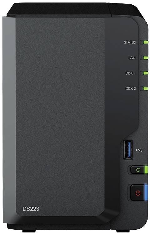 Synology DiskStation DS223 Obudowa serwera NAS 0 GB 2 Bay przedni panel USB 3.2 Gen 1 (USB 3.0), sprzęt i oprogramowanie