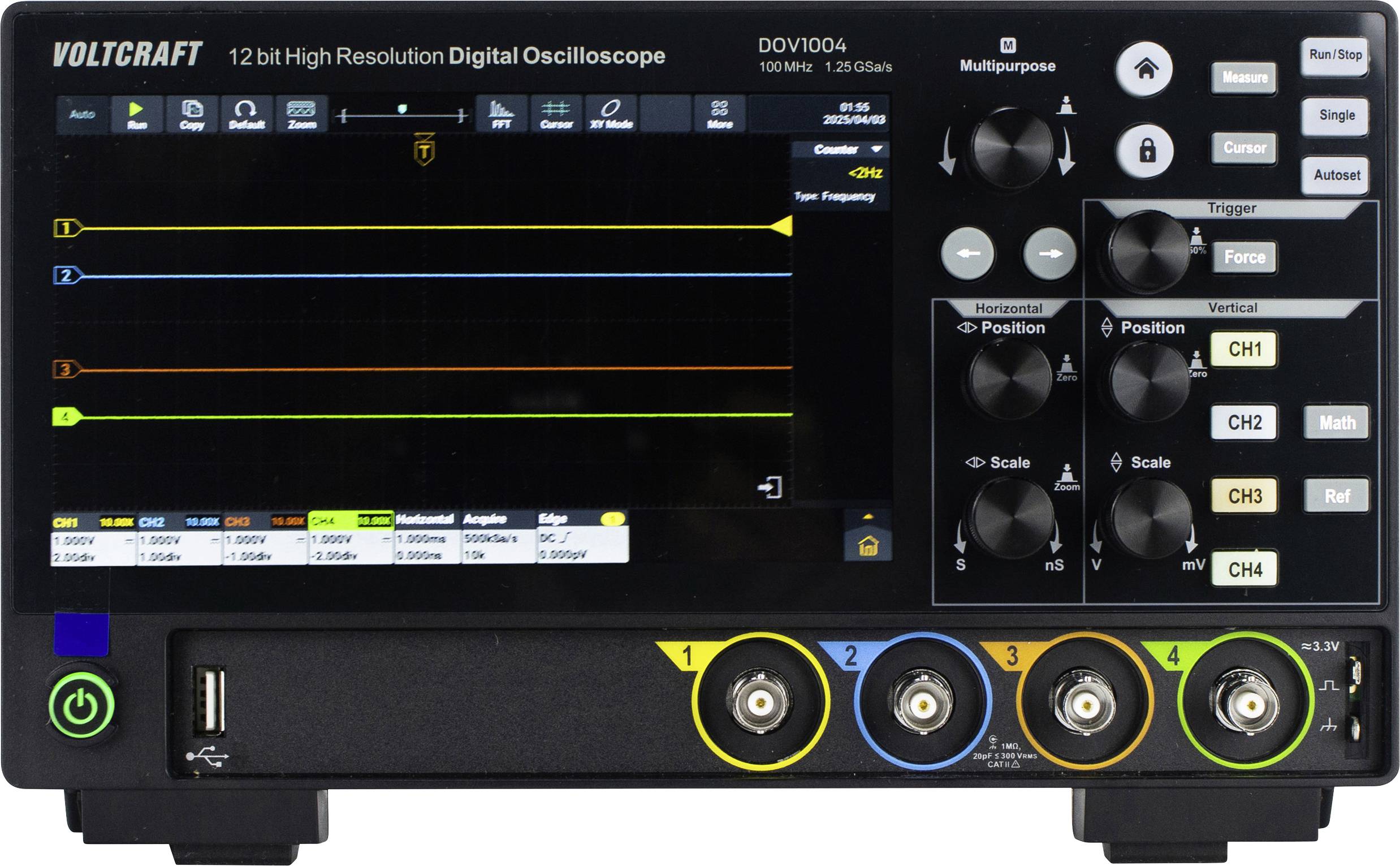 Oscyloskop cyfrowy VOLTCRAFT DOV1004 100 MHz 1.25 GSa/s Kalibracja (DAkkS) - obrazek 1