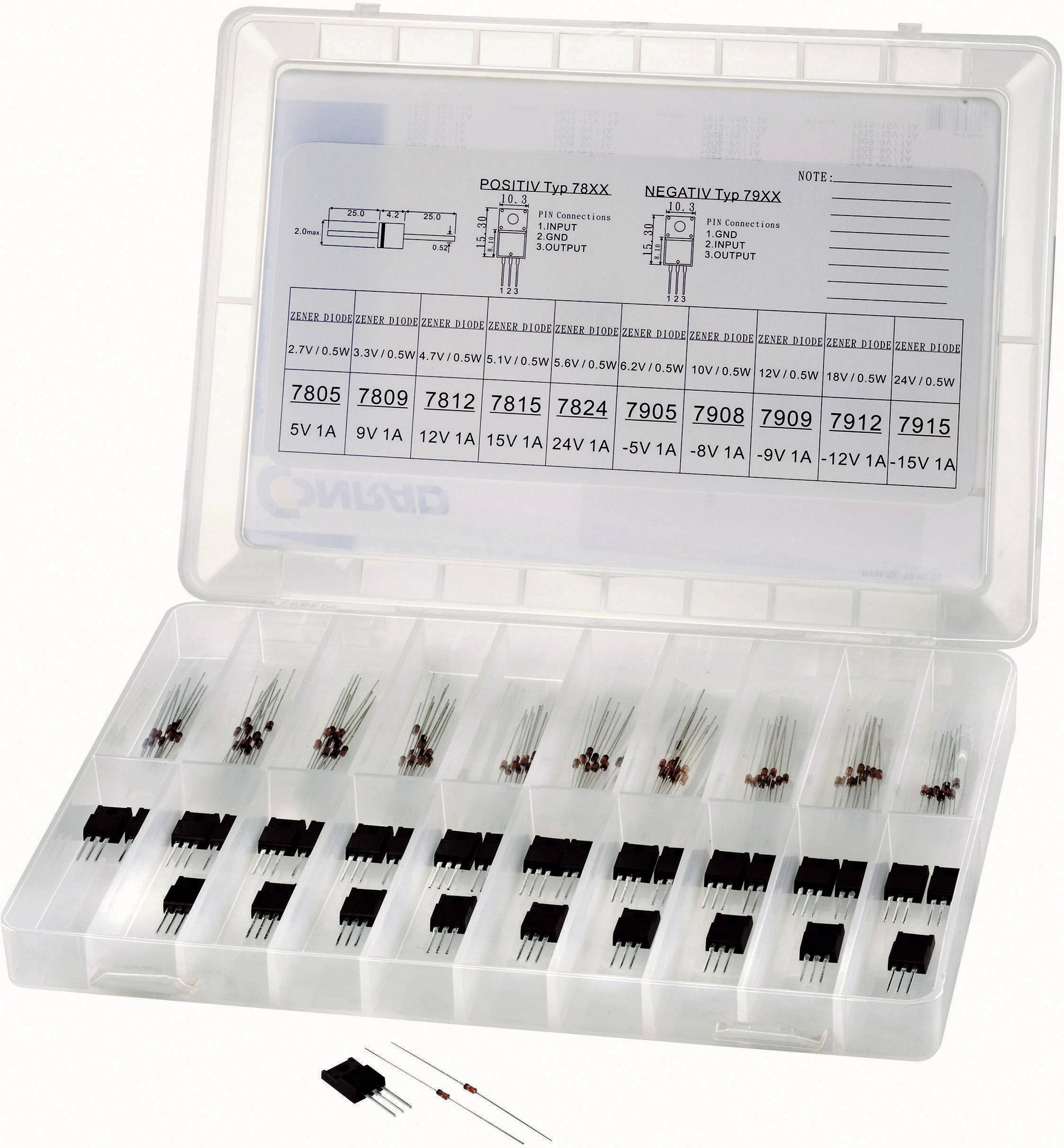 TRU COMPONENTS Asortyment dioda / regulatorów napięcia 130 szt. - obrazek 1