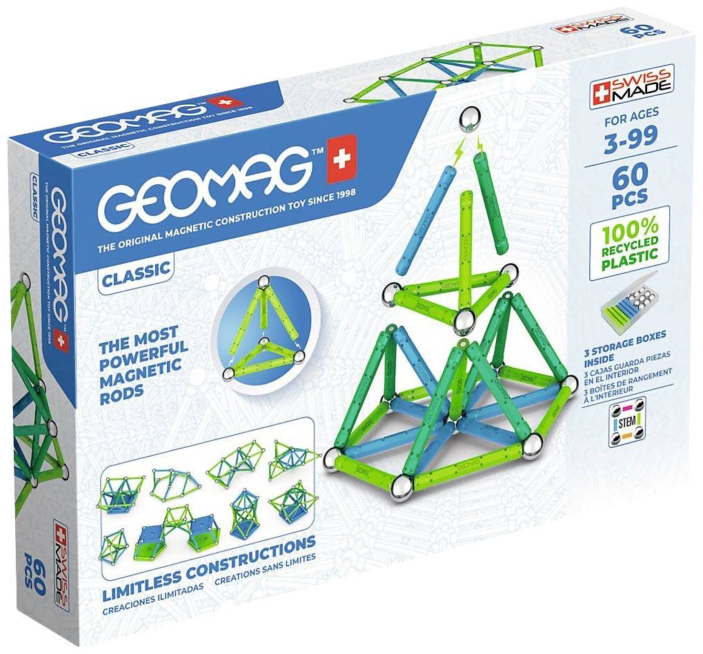 Geomag CLASSIC 272 GREEN Line - 60pcs Zestaw elementów Zestaw konstrukcyjny Liczba części: 60 Klasa wiekowa: Od 3 lat - obrazek 1