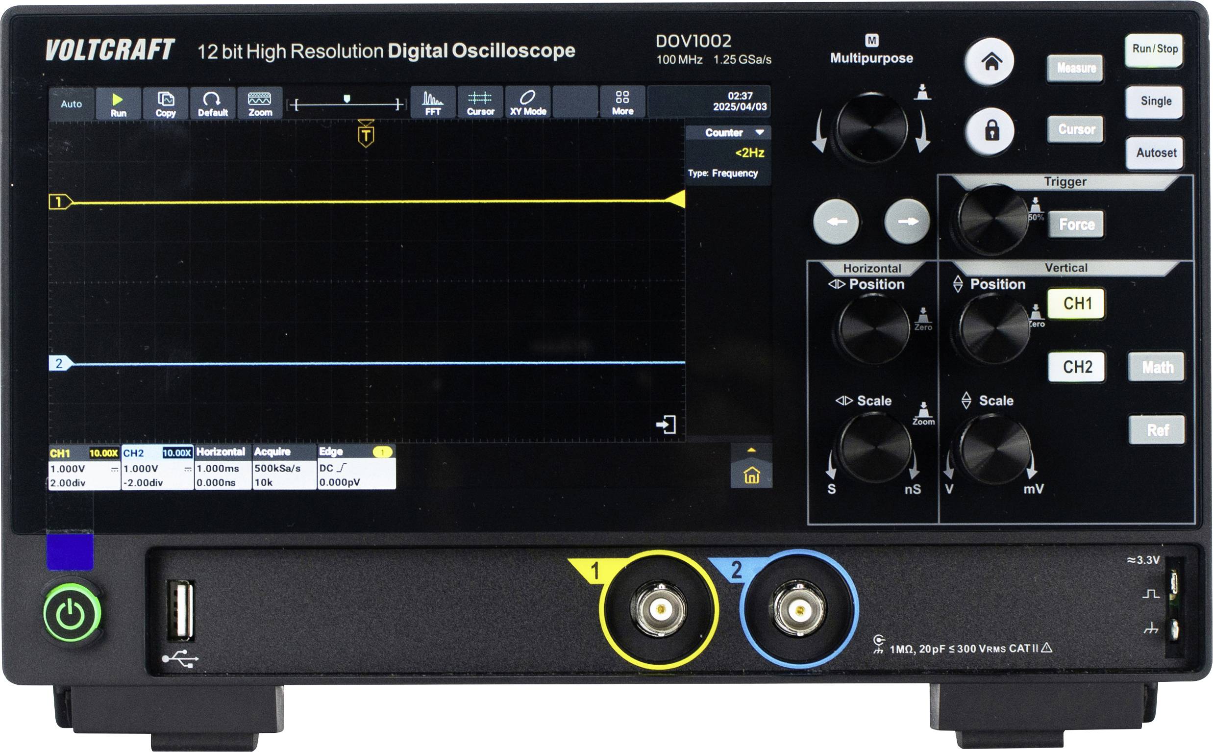 Oscyloskop cyfrowy VOLTCRAFT DOV1002 100 MHz 1.25 GSa/s Kalibracja (ISO) - obrazek 1