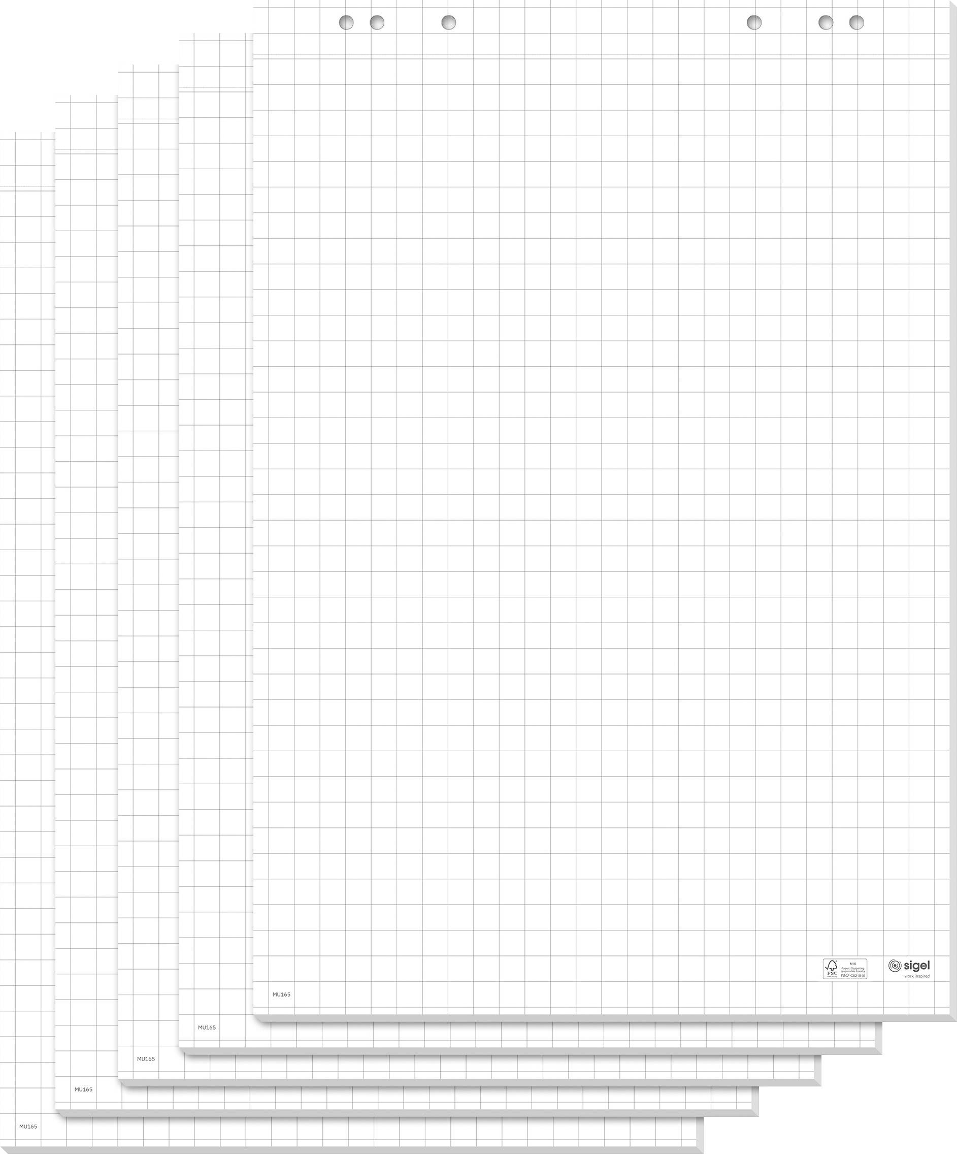 Sigel MU165 Blok do flipchartu Ilość arkuszy: 100 w kratkę 68 cm x 98 cm biały - obrazek 1