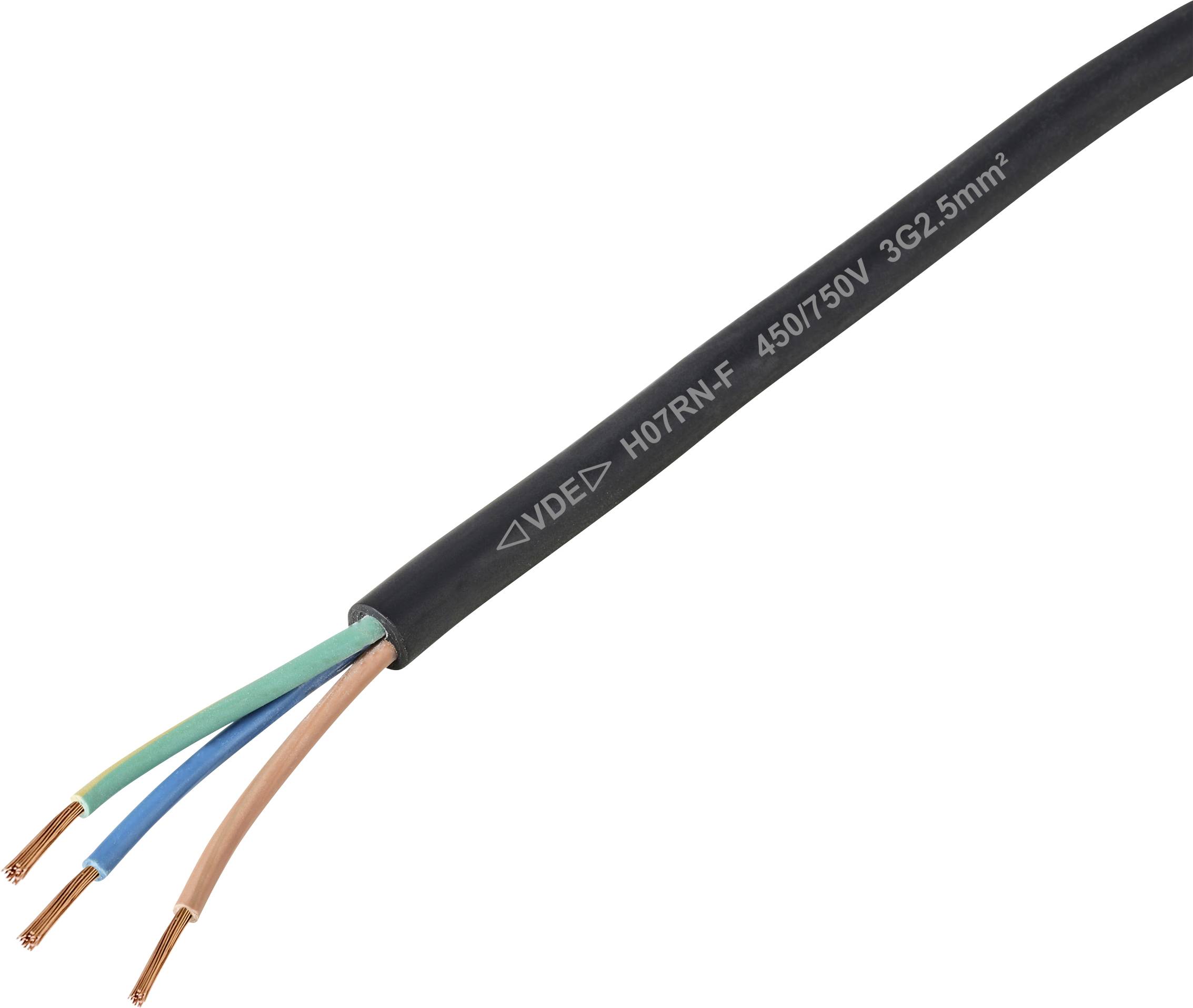Przewód z gumowym płaszczem TRU COMPONENTS TC-11594940, 3 x 2.5 mm², Linka, Produkty w metrach bieżących, czarny - obrazek 1