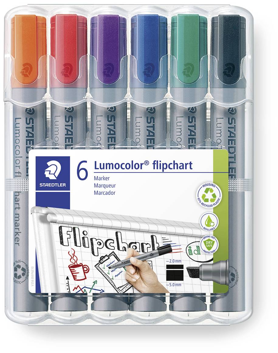 Marker do flipchartu Staedtler Lumocolor® flipchart marker 356 B 356 B WP6 2 - 5 mm czarny, niebieski, czerwony, zielony - obrazek 1