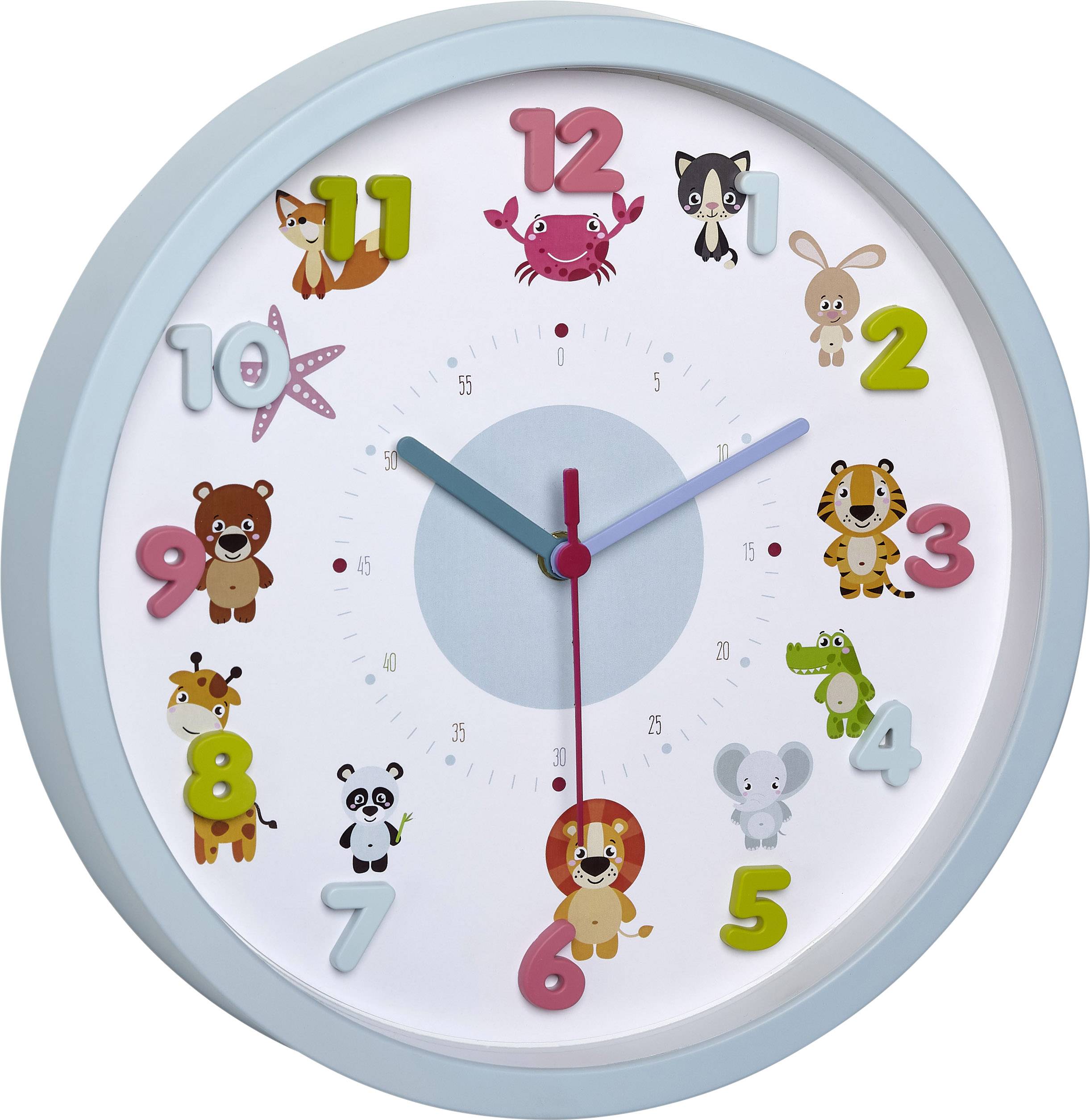 TFA Dostmann Little Animals Kwarcowy Zegar ścienny 30.9 cm x 4.4 cm jasnoniebieski - obrazek 1