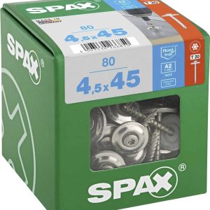 SPAX 4577000450456 Śruba blacharska 4.5 mm 45 mm T-STAR plus stal nierdzewna A2 80 szt. SPAX 4577000450456 Śruba blacharska 4.5 mm 45 mm T-STAR plus stal nierdzewna A2 80 szt.