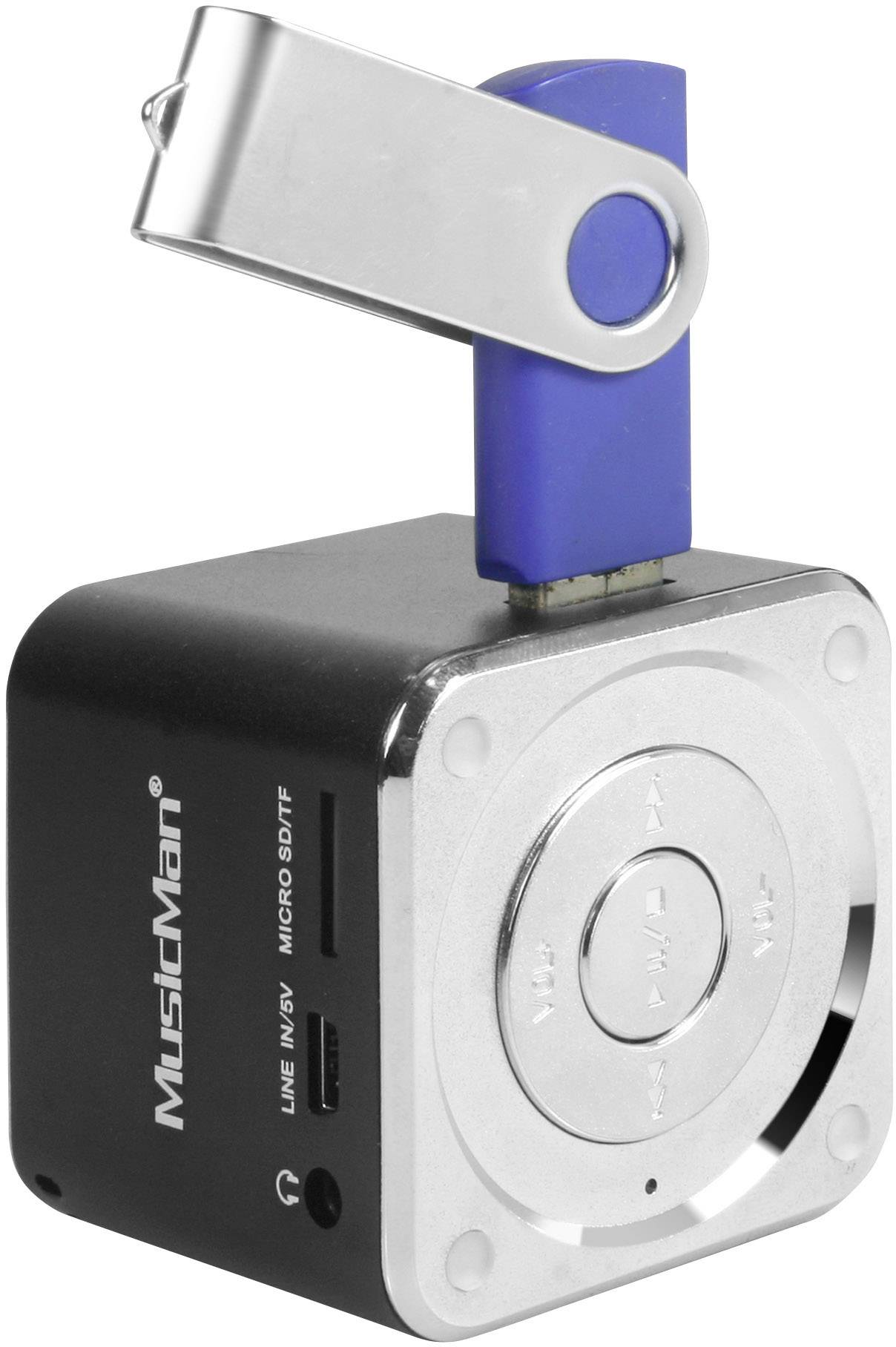 Głośnik Technaxx MusicMan Mini, microSD, AUX-IN, 3 W, 3 h pracy baterii, czarny - obrazek 1