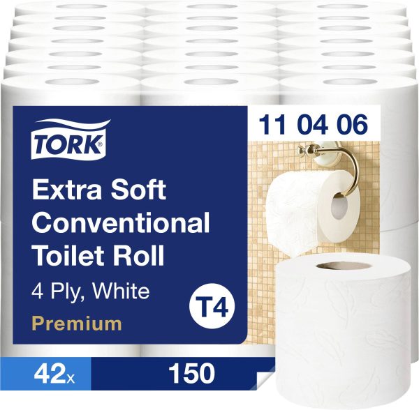 TORK Papier toaletowy T4-System Kleinrollen Toilettenpapier 4-lag T4 110406 Ilość warstw: 4 ark. 42 szt.